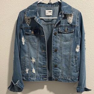Ci Sono Blue Distressed Denim Jacket